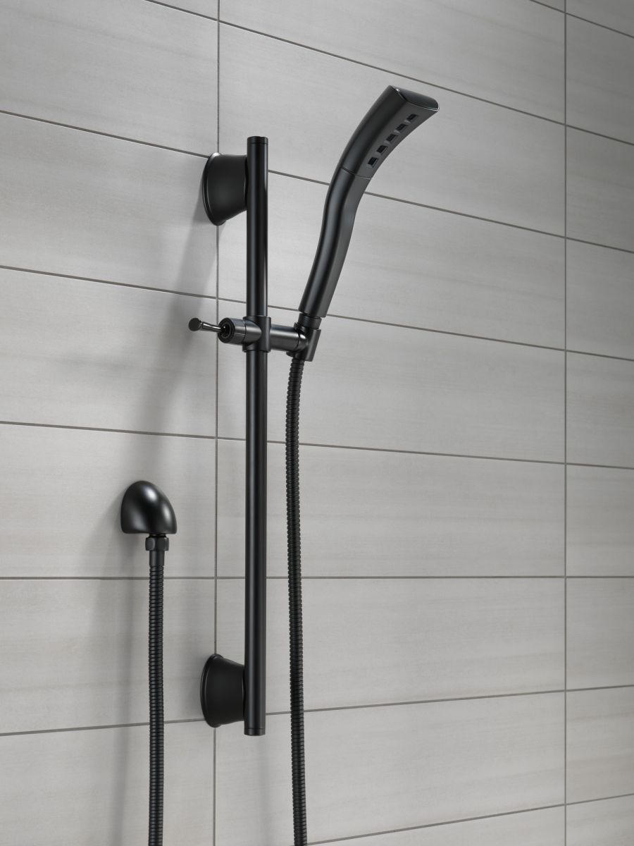 DELTA Universal Showering Components H2OKINETIC Single-Setting Slide Bar Hand Shower — Matte Black