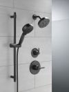 DELTA Universal Showering Components 7-Setting Slide Bar Hand Shower with Cleaning Spray — Matte Black
