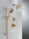 DELTA Universal Showering Components 7-Setting Slide Bar Hand Shower with Cleaning Spray — Lumicoat® Champagne Bronze