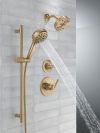 DELTA Universal Showering Components 7-Setting Slide Bar Hand Shower with Cleaning Spray — Lumicoat® Champagne Bronze
