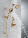 DELTA Universal Showering Components 7-Setting Slide Bar Hand Shower with Cleaning Spray — Lumicoat® Champagne Bronze