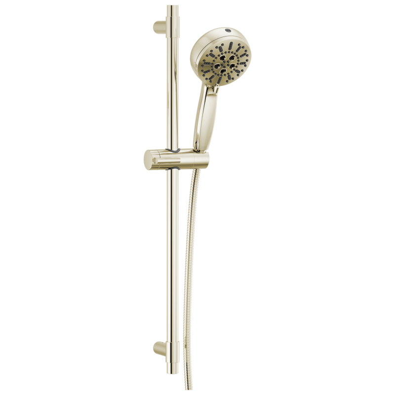 DELTA Universal Showering Components 7-Setting Slide Bar Hand Shower with Cleaning Spray — Lumicoat® Polished Nickel