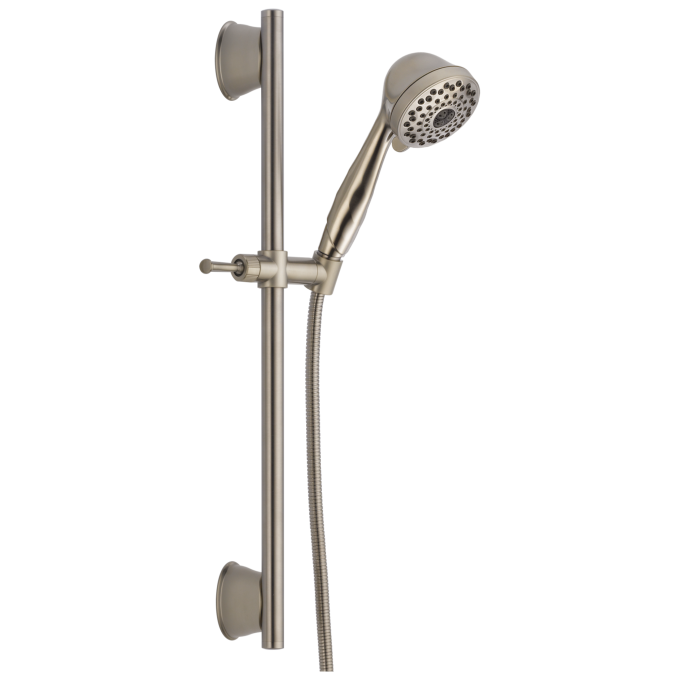 DELTA Universal Showering Components 7-Setting Slide Bar Hand Shower — Stainless