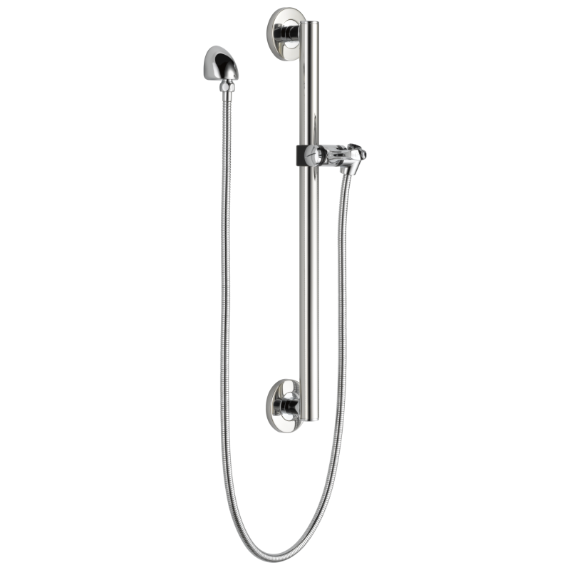 DELTA Universal Showering Components Adjustable Slide Bar / Grab Bar Assembly with Elbow — Chrome