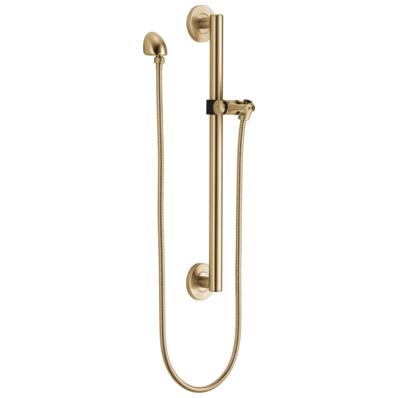 DELTA Universal Showering Components Adjustable Slide Bar / Grab Bar Assembly with Elbow — Champagne Bronze
