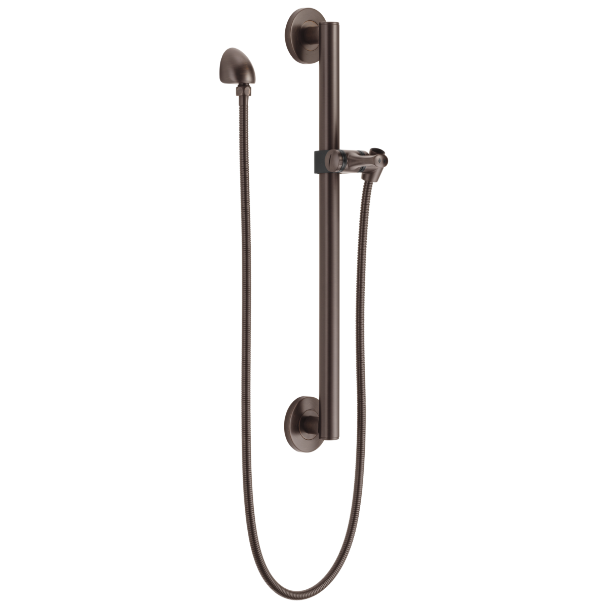 DELTA Universal Showering Components Adjustable Slide Bar / Grab Bar Assembly with Elbow — Venetian Bronze