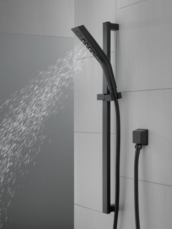 DELTA Universal Showering Components H2OKINETIC 3-Setting Slide Bar Hand Shower — Matte Black