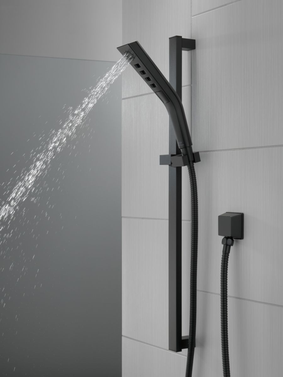 DELTA Universal Showering Components H2OKINETIC 3-Setting Slide Bar Hand Shower — Matte Black