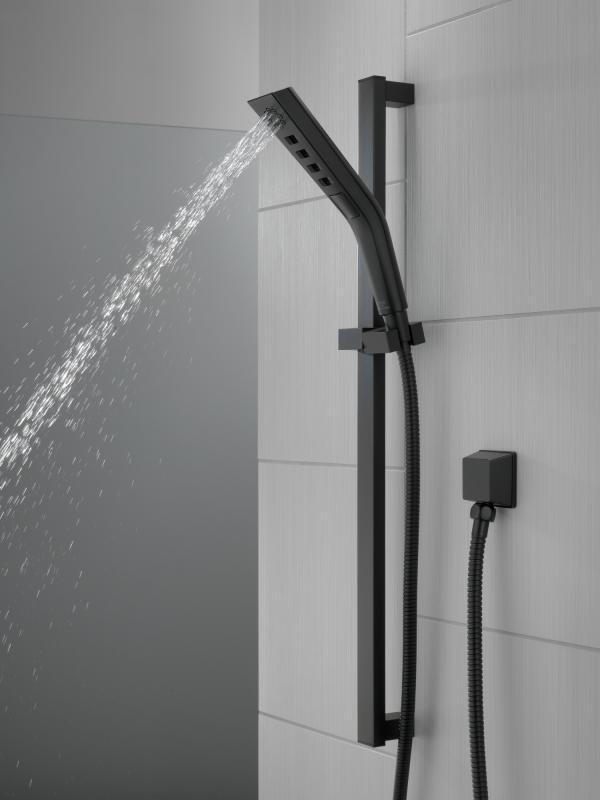 DELTA Universal Showering Components H2OKINETIC 3-Setting Slide Bar Hand Shower — Matte Black