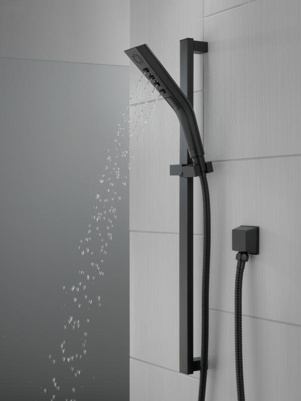 DELTA Universal Showering Components H2OKINETIC 3-Setting Slide Bar Hand Shower — Matte Black