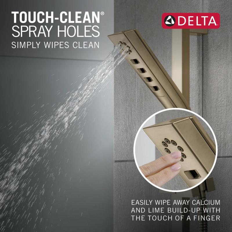 DELTA Universal Showering Components H2OKINETIC 3-Setting Slide Bar Hand Shower — Lumicoat® Champagne Bronze