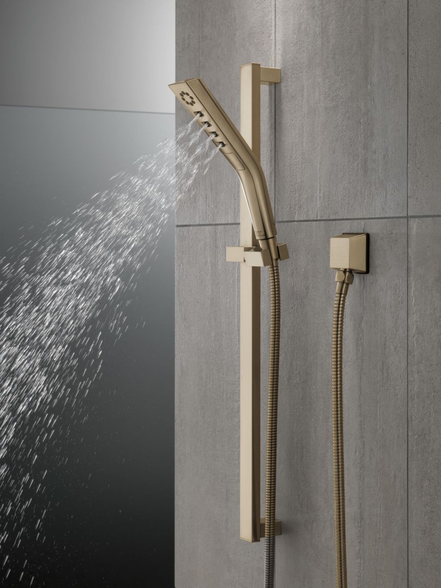DELTA Universal Showering Components H2OKINETIC 3-Setting Slide Bar Hand Shower — Lumicoat® Champagne Bronze