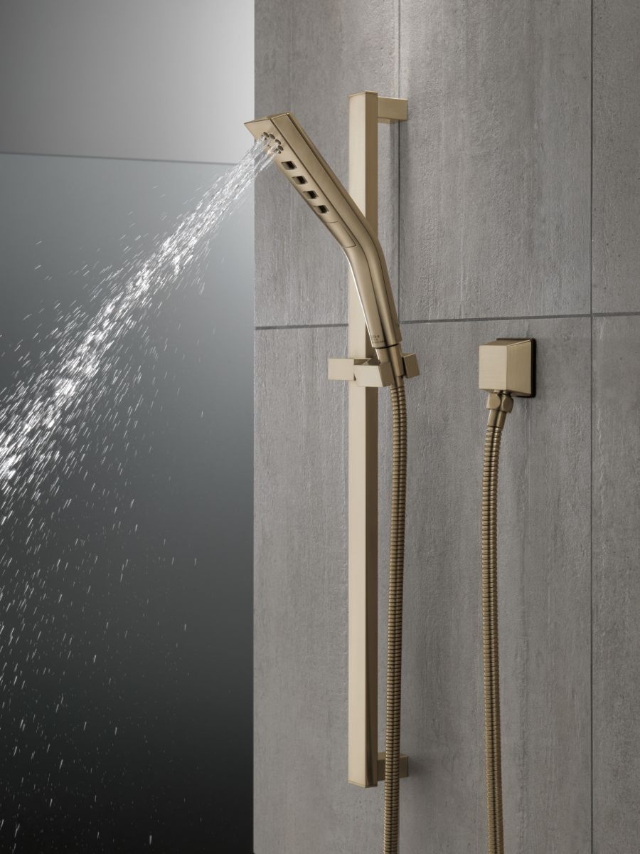 DELTA Universal Showering Components H2OKINETIC 3-Setting Slide Bar Hand Shower — Lumicoat® Champagne Bronze
