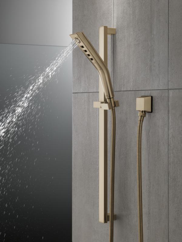 DELTA Universal Showering Components H2OKINETIC 3-Setting Slide Bar Hand Shower — Lumicoat® Champagne Bronze