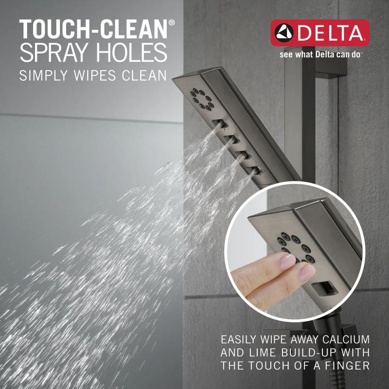 DELTA Universal Showering Components H2OKINETIC 3-Setting Slide Bar Hand Shower — Lumicoat® Black Stainless