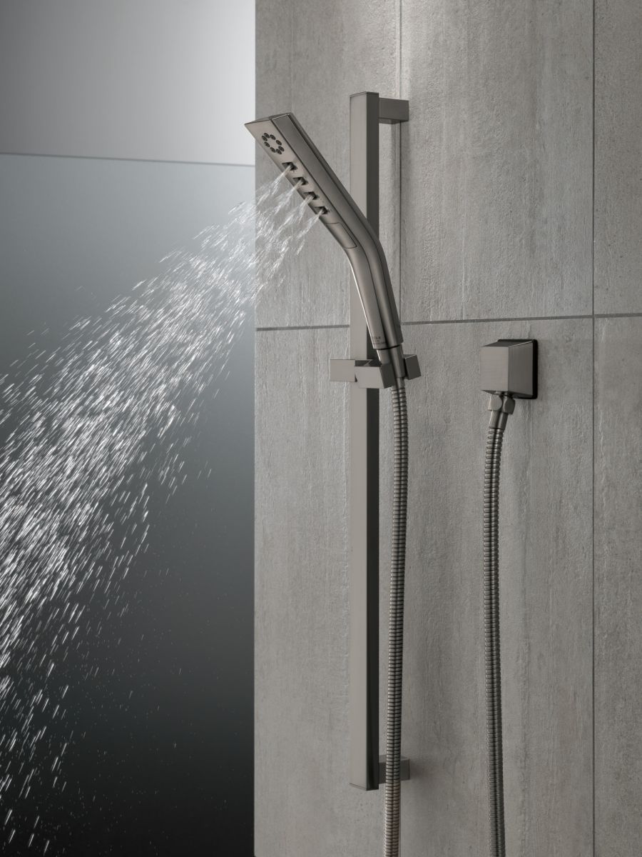 DELTA Universal Showering Components H2OKINETIC 3-Setting Slide Bar Hand Shower — Lumicoat® Black Stainless