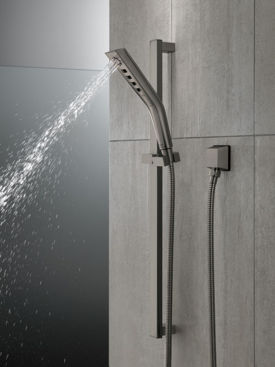 DELTA Universal Showering Components H2OKINETIC 3-Setting Slide Bar Hand Shower — Lumicoat® Black Stainless