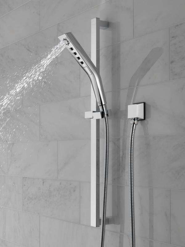 DELTA Universal Showering Components H2OKINETIC 3-Setting Slide Bar Hand Shower — Lumicoat® Chrome