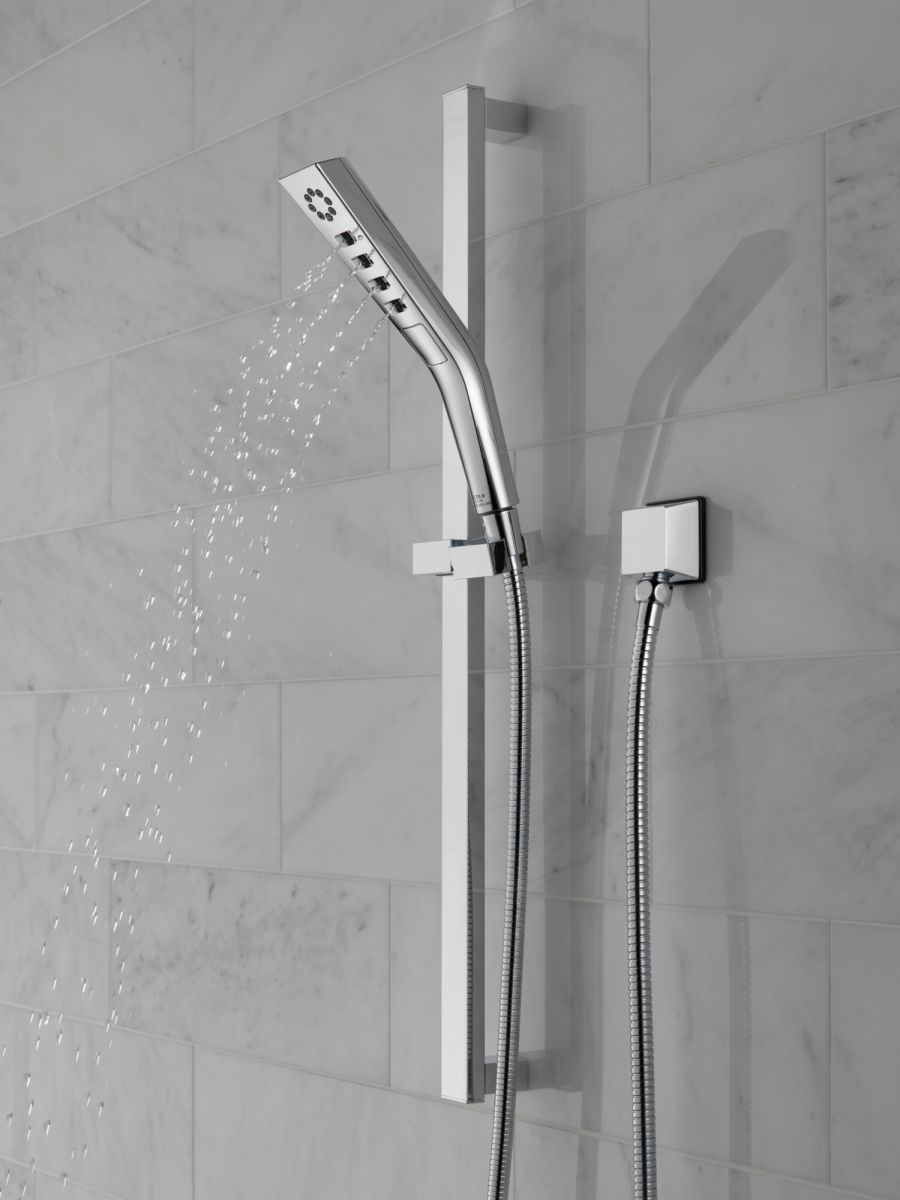 DELTA Universal Showering Components H2OKINETIC 3-Setting Slide Bar Hand Shower — Lumicoat® Chrome