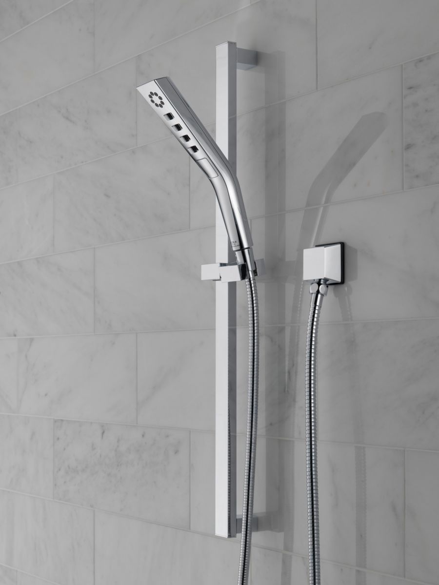 DELTA Universal Showering Components H2OKINETIC 3-Setting Slide Bar Hand Shower — Lumicoat® Chrome