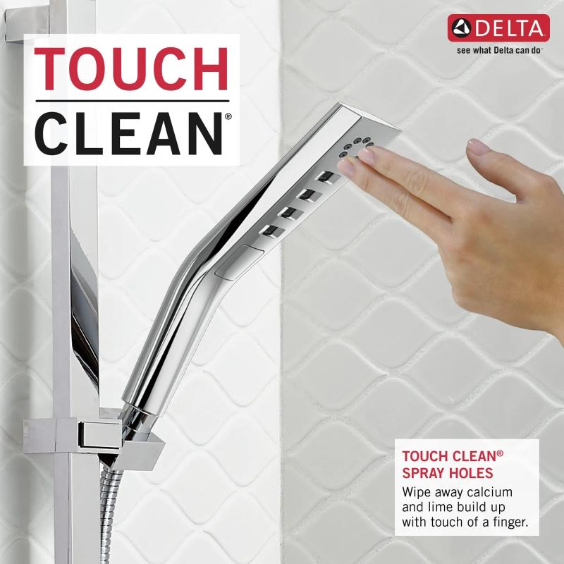 DELTA Universal Showering Components H2OKINETIC 3-Setting Slide Bar Hand Shower — Chrome