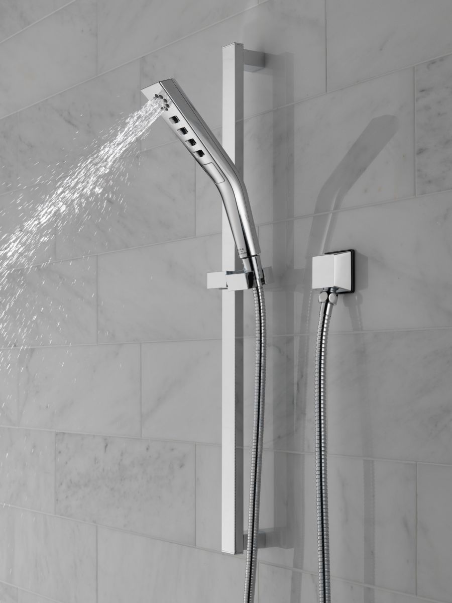 DELTA Universal Showering Components H2OKINETIC 3-Setting Slide Bar Hand Shower — Chrome