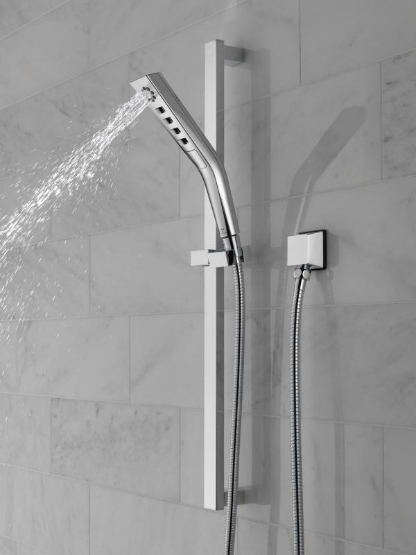 DELTA Universal Showering Components H2OKINETIC 3-Setting Slide Bar Hand Shower — Chrome