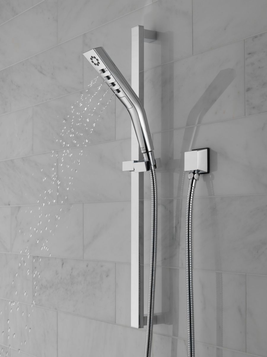 DELTA Universal Showering Components H2OKINETIC 3-Setting Slide Bar Hand Shower — Chrome