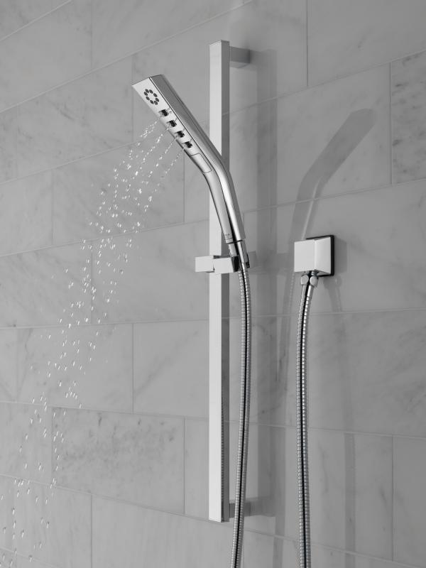 DELTA Universal Showering Components H2OKINETIC 3-Setting Slide Bar Hand Shower — Chrome