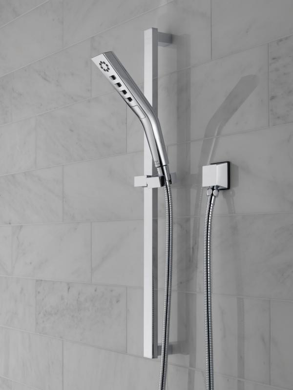 DELTA Universal Showering Components H2OKINETIC 3-Setting Slide Bar Hand Shower — Chrome