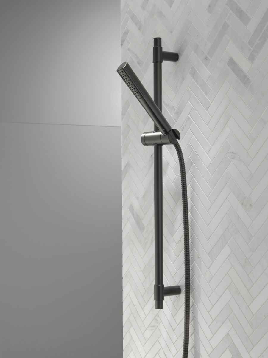 DELTA Universal Showering Components Premium Single-Setting Slide Bar Hand Shower — Matte Black