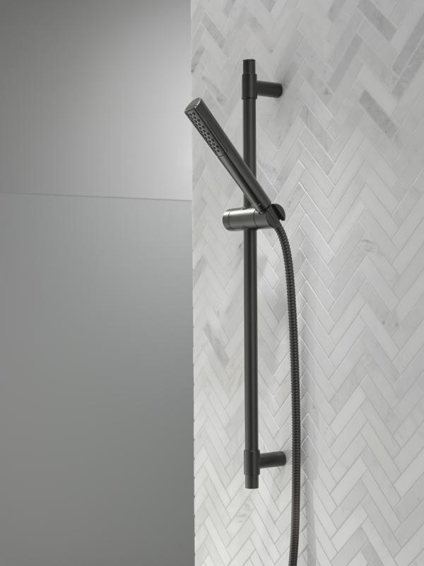 DELTA Universal Showering Components Premium Single-Setting Slide Bar Hand Shower — Matte Black