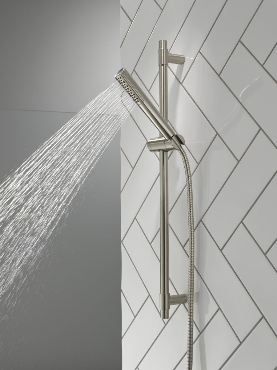 DELTA Universal Showering Components Premium Single-Setting Slide Bar Hand Shower — Lumicoat® Stainless