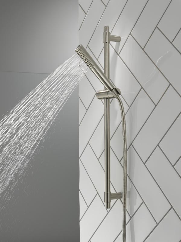 DELTA Universal Showering Components Premium Single-Setting Slide Bar Hand Shower — Lumicoat® Stainless