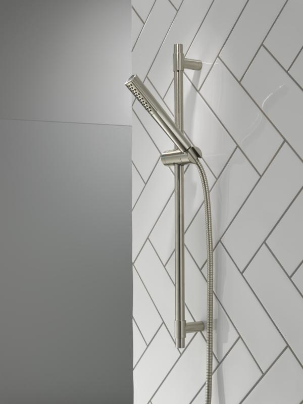 DELTA Universal Showering Components Premium Single-Setting Slide Bar Hand Shower — Lumicoat® Stainless