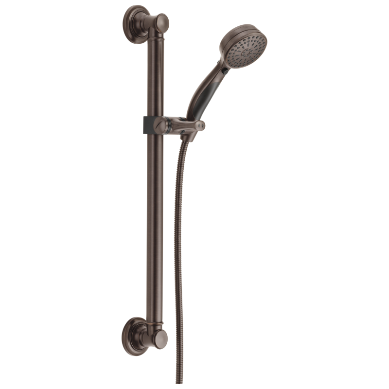 DELTA Universal Showering Components ActivTouch 9-Setting Hand Shower with Traditional Slide Bar / Grab Bar — Venetian Bronze