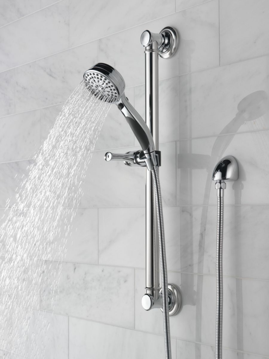 DELTA Universal Showering Components ActivTouch 9-Setting Hand Shower with Traditional Slide Bar / Grab Bar — Chrome