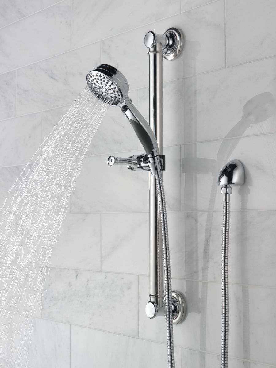 DELTA Universal Showering Components ActivTouch 9-Setting Hand Shower with Traditional Slide Bar / Grab Bar — Chrome