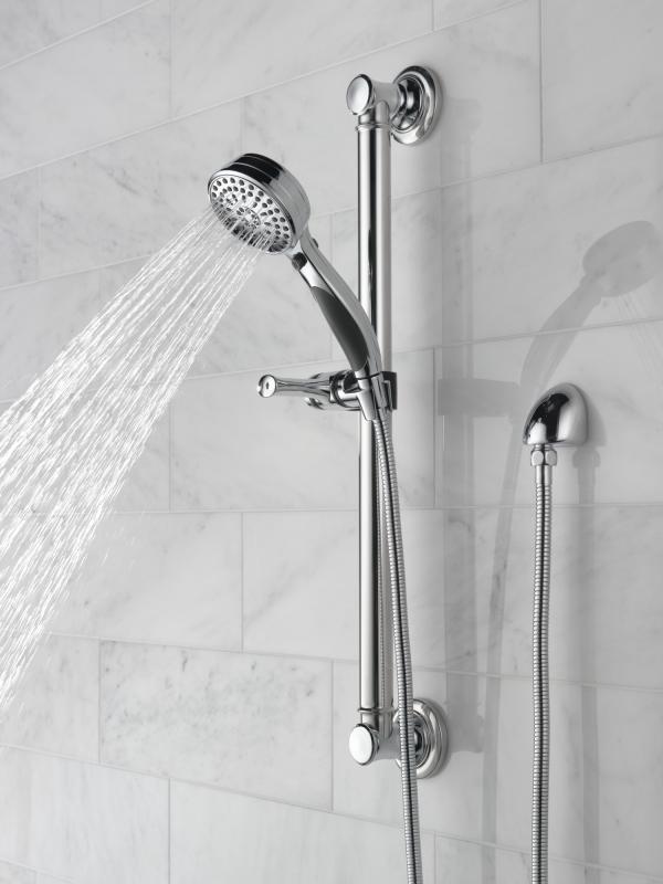 DELTA Universal Showering Components ActivTouch 9-Setting Hand Shower with Traditional Slide Bar / Grab Bar — Chrome