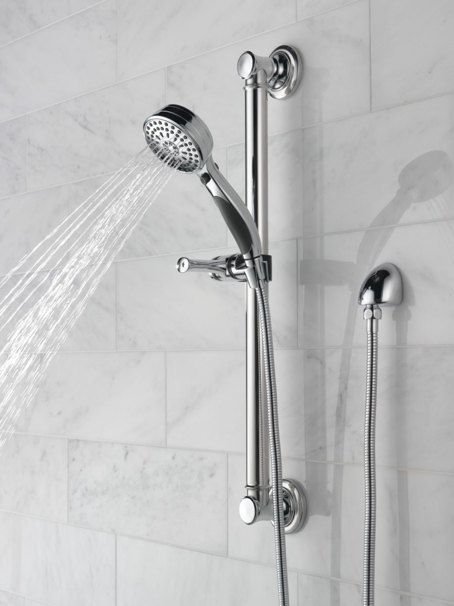DELTA Universal Showering Components ActivTouch 9-Setting Hand Shower with Traditional Slide Bar / Grab Bar — Chrome