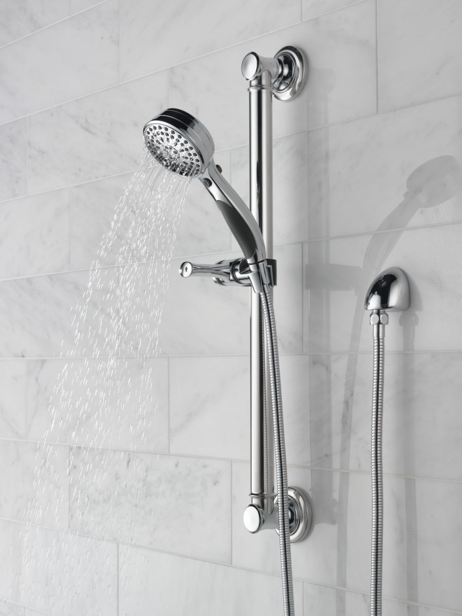 DELTA Universal Showering Components ActivTouch 9-Setting Hand Shower with Traditional Slide Bar / Grab Bar — Chrome