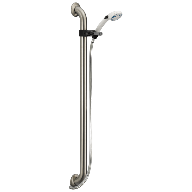 DELTA Universal Showering Components Adjustable Slide Bar / Grab Bar 2-Setting Hand Shower — White