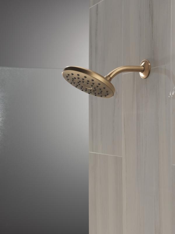 DELTA Universal Showering Components PivotPro Raincan Shower Head — Lumicoat® Champagne Bronze