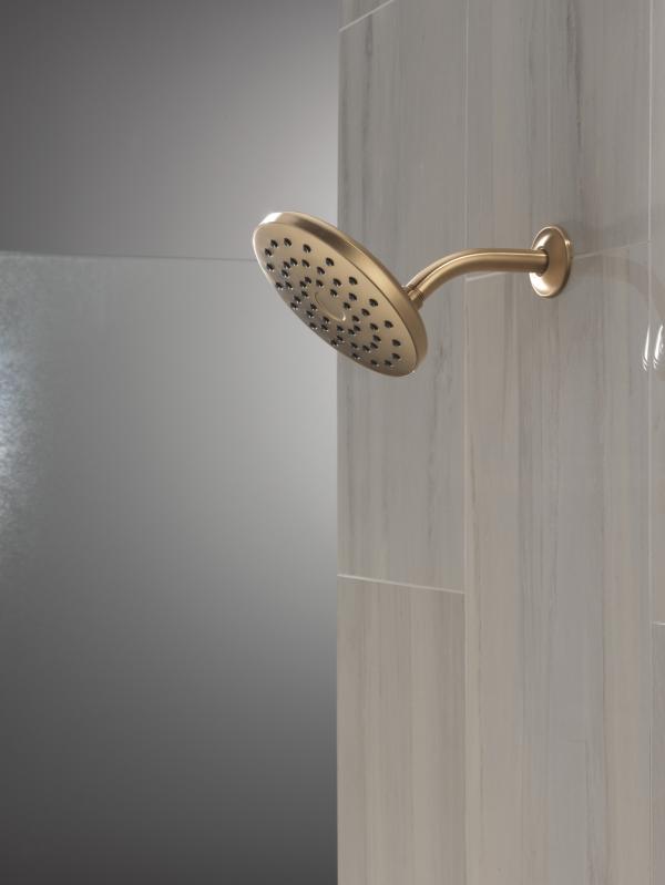 DELTA Universal Showering Components PivotPro Raincan Shower Head — Lumicoat® Champagne Bronze