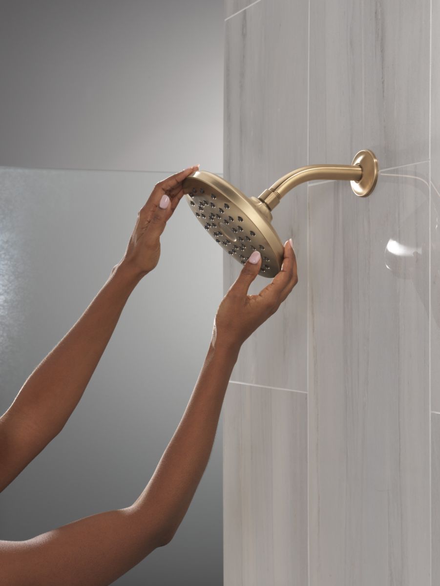 DELTA Universal Showering Components PivotPro Raincan Shower Head — Lumicoat® Champagne Bronze