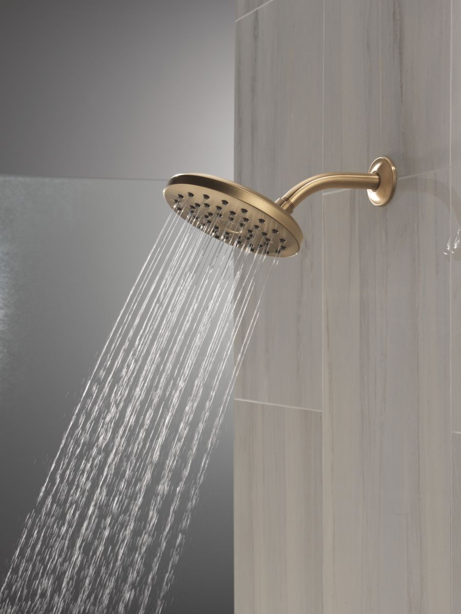DELTA Universal Showering Components PivotPro Raincan Shower Head — Lumicoat® Champagne Bronze