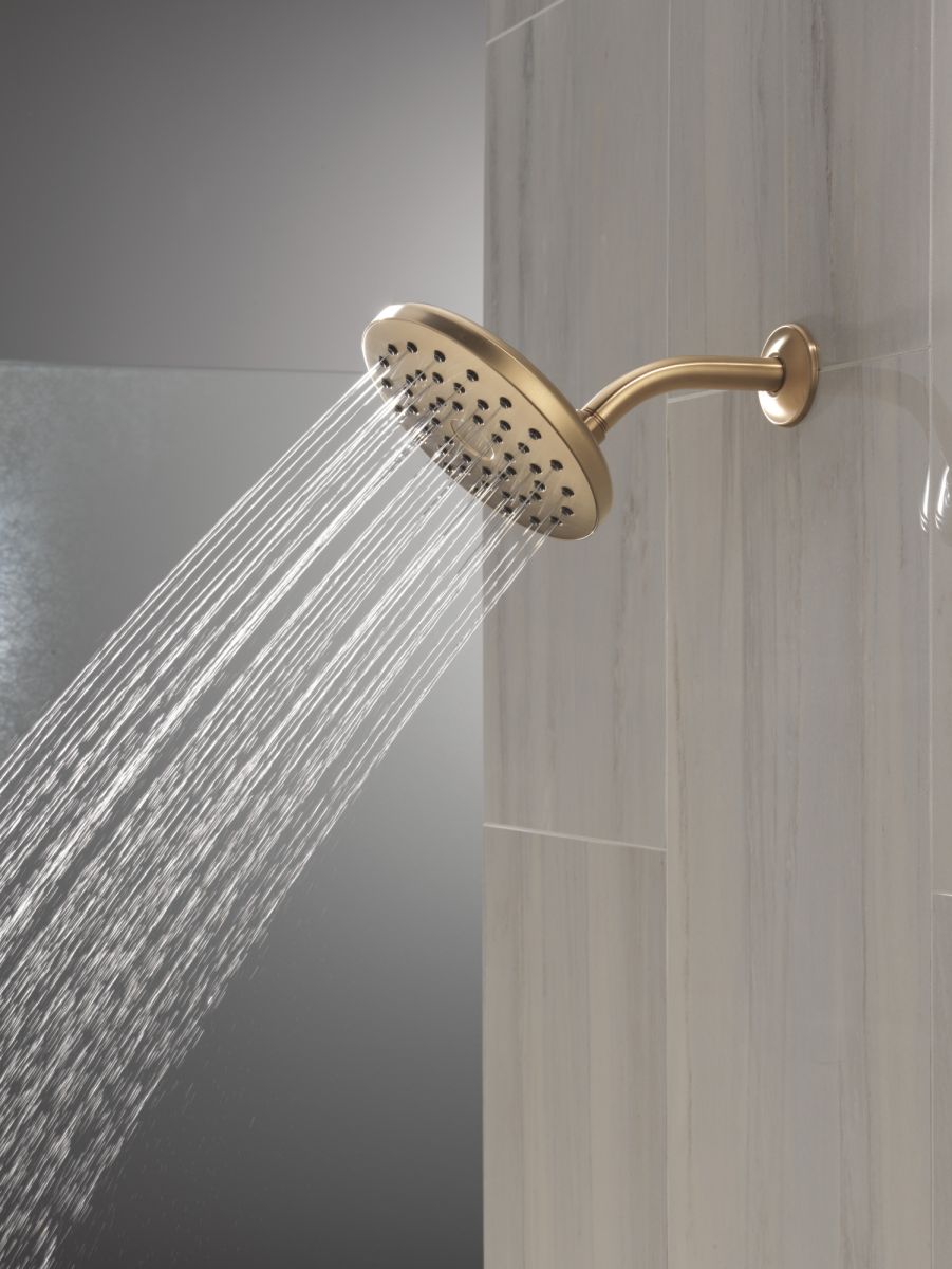 DELTA Universal Showering Components PivotPro Raincan Shower Head — Lumicoat® Champagne Bronze