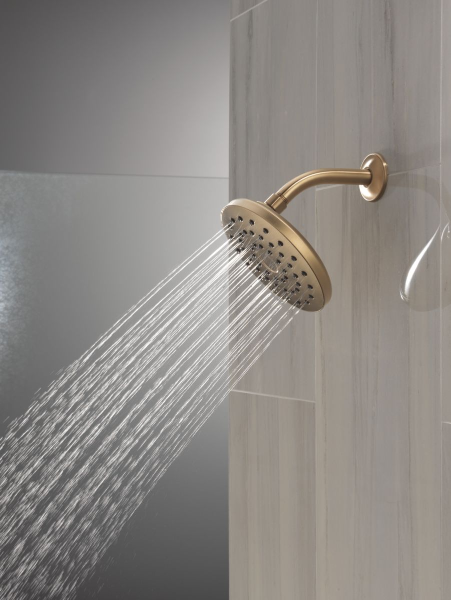 DELTA Universal Showering Components PivotPro Raincan Shower Head — Lumicoat® Champagne Bronze