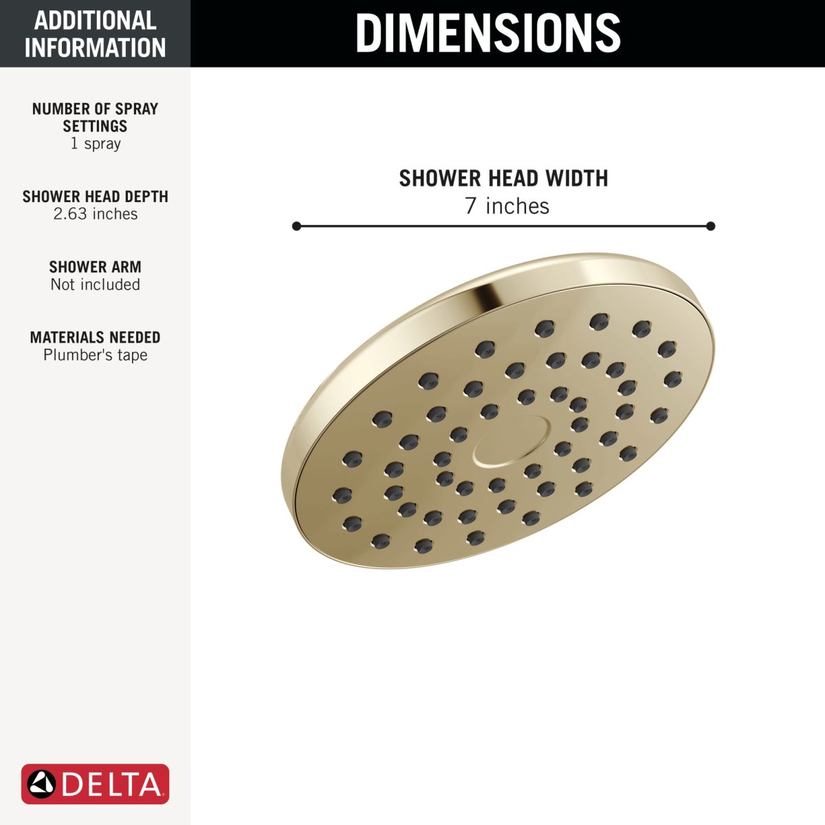 DELTA Universal Showering Components PivotPro Raincan Shower Head — Lumicoat® Polished Nickel