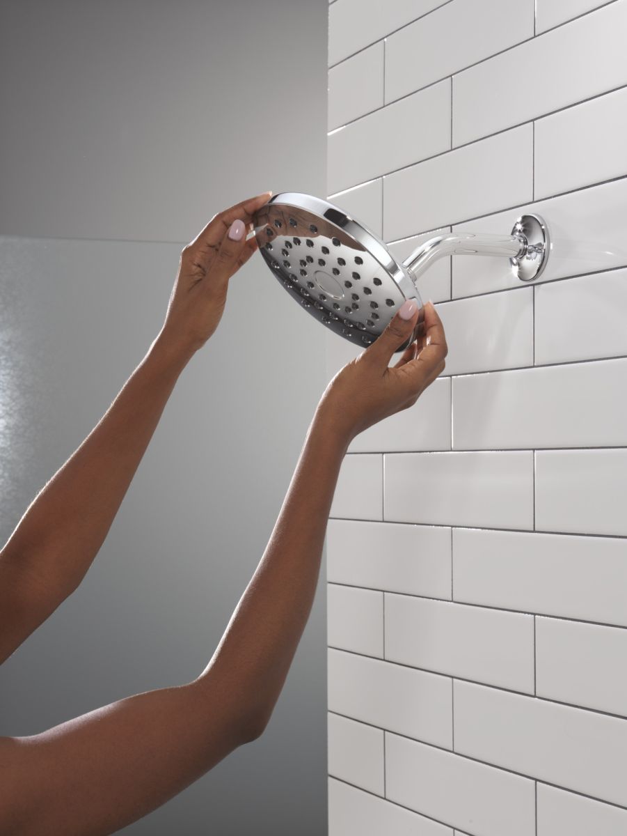 DELTA Universal Showering Components PivotPro Raincan Shower Head — Lumicoat® Chrome